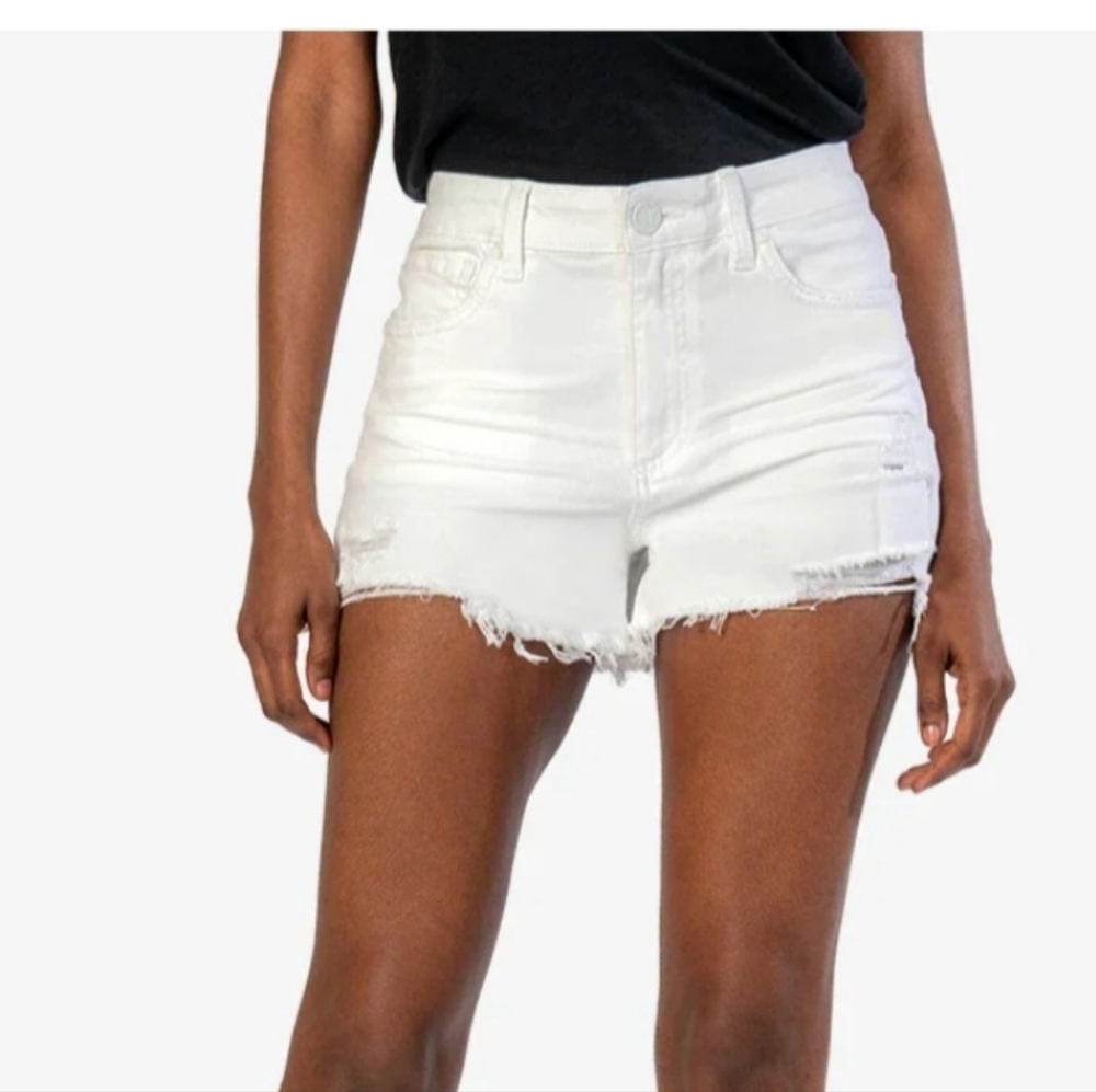 Kut from the Kloth High Rise Jane Distressed White Denim Jean Shorts Size 8